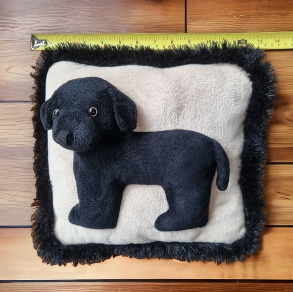 JAAG Soft Pillow Plush Dog 3D Black Lab Puppy With Fluffy Trim - Picture 6 of 8